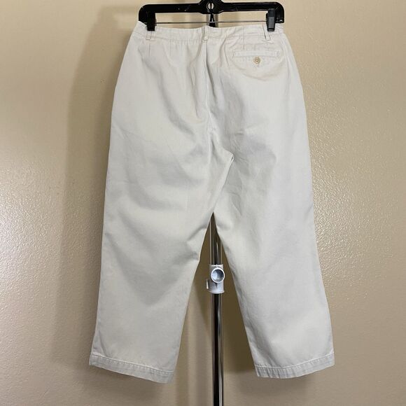 Lands End White Mid-Rise Straight Leg Chino Summer Pants w/Pockets Size 10 - Picture 2 of 15